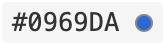 Screenshot of rendered GitHub Markdown showing how HEX value #0969DA appears with a blue circle.